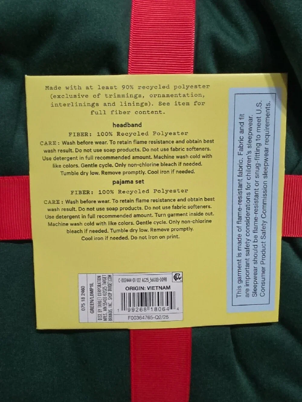 art class Green Long-Sleeve Pajama Set with Red & White Headband